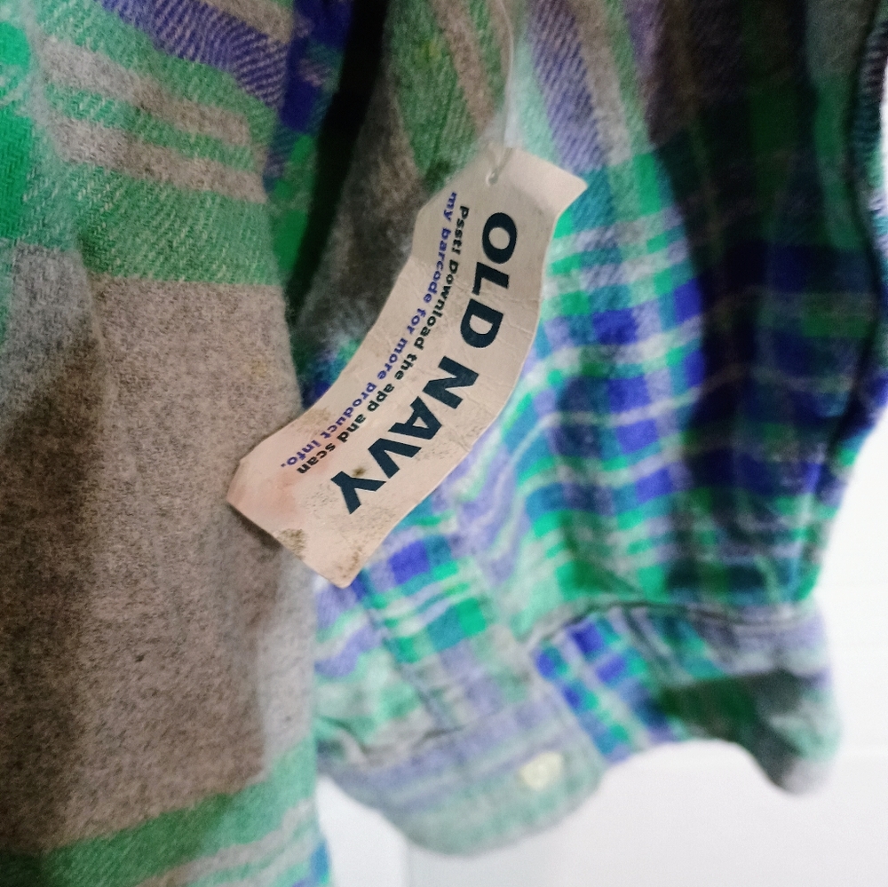Old Navy Green and Blue Plaid Flannel Shirt Size 4X - Picture 3 of 5